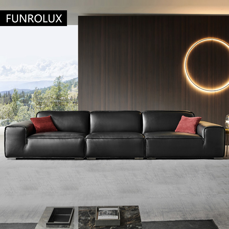 Office Furniture In China - Grote zwarte koe lederen bank Kantoor