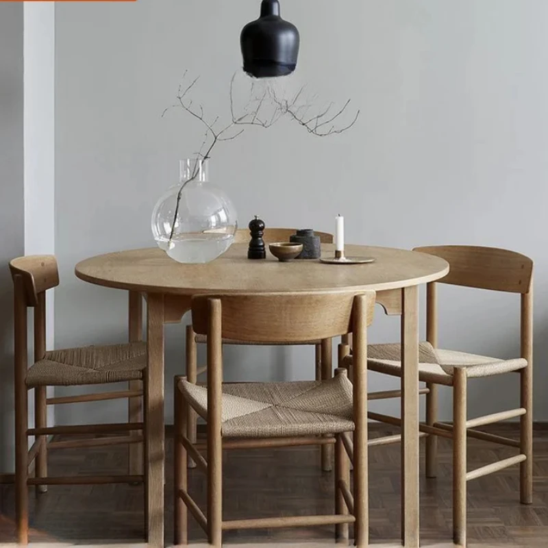 Office Furniture In China - Designer massief houten eetkamerstoel touw geweven