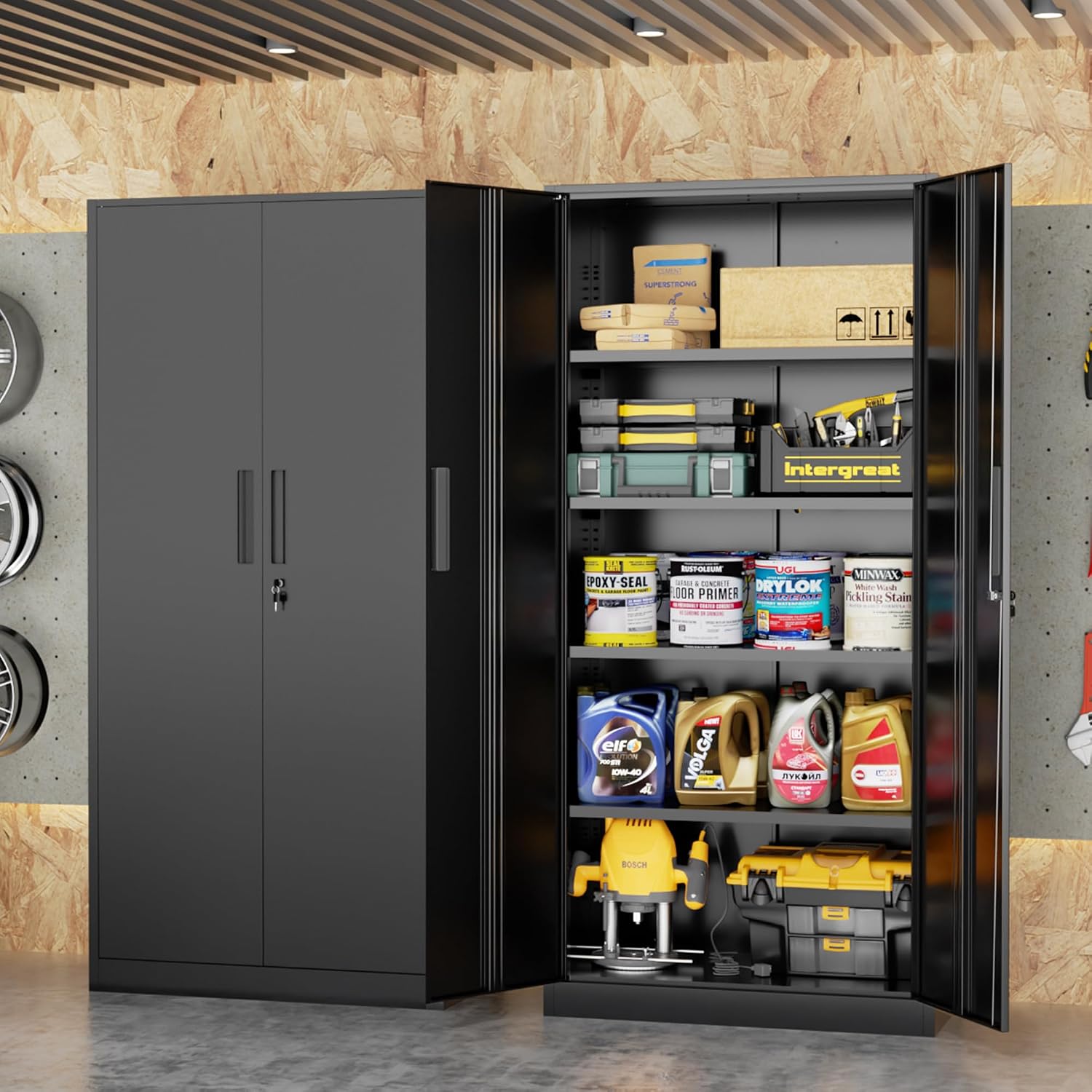 Hoge metalen opbergkast, afslu - Office Furniture For Home recensie en prijs